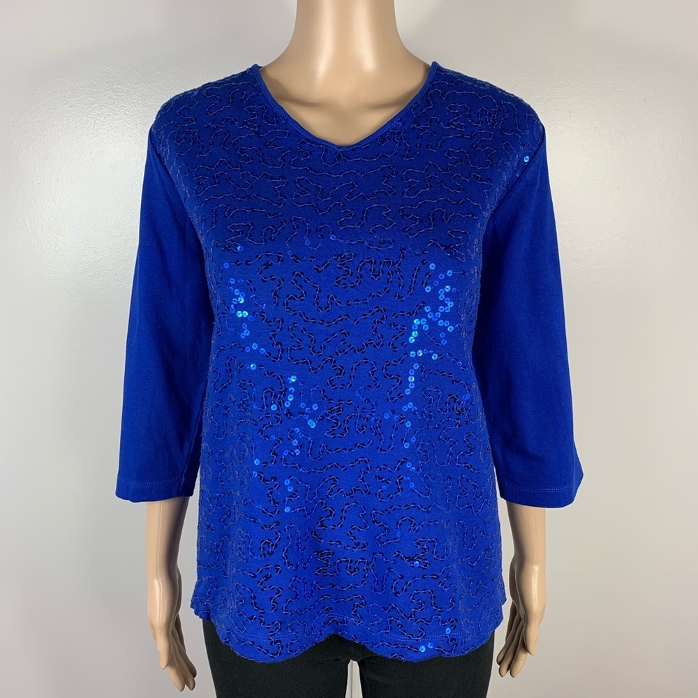 QUACKER FACTORY Medium Blue Sequin Shirt A202339